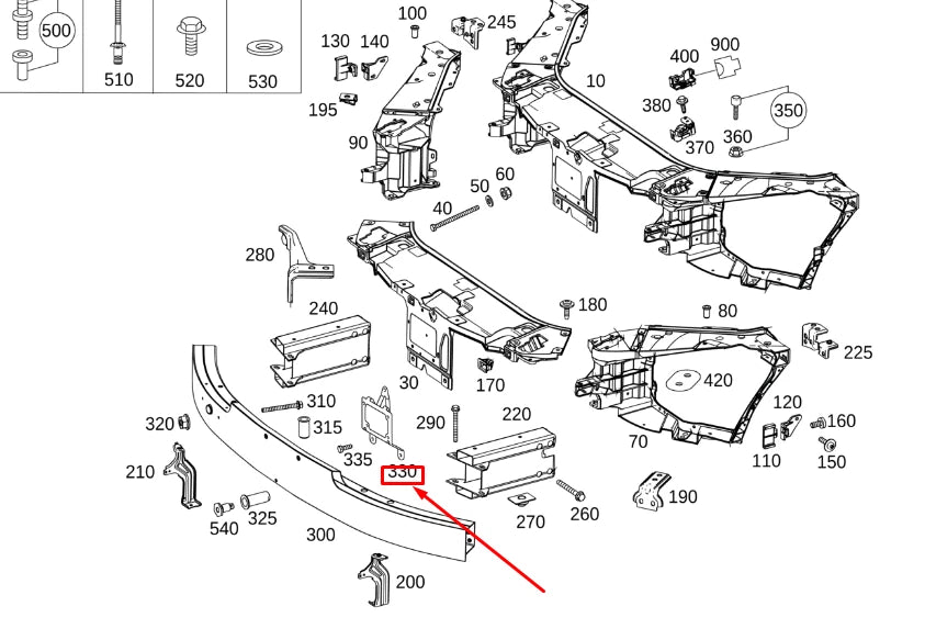 NEW MB S W222 FRONT DISTRONIC RADAR SENSOR BRACKET A2225402817 ORIGINAL