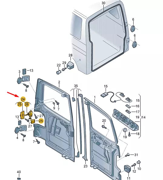 NEW VW TRANSPORTER VI T6 REAR RIGHT WING DOOR CATCH 7H3827794E