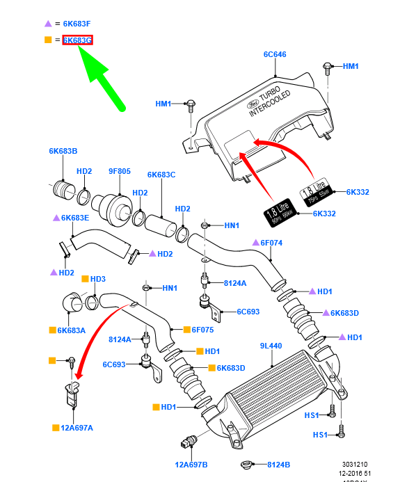 new ford transit connect mk1 intercooler connecting hose 5050743 original