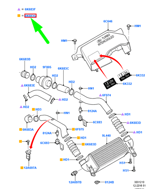 new ford transit connect mk1 intercooler connecting hose 5050743 original