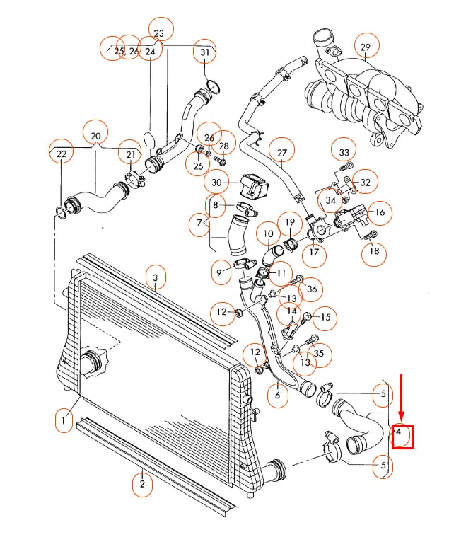 NEW AUDI A3 8P LEFT LOWER CHARGE AIR COOLER PRESSURE HOSE 1K0145834AK ORIGINAL