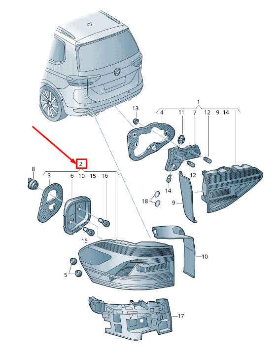 new vw touran 5t rear right outer taillight 5ta945096d original