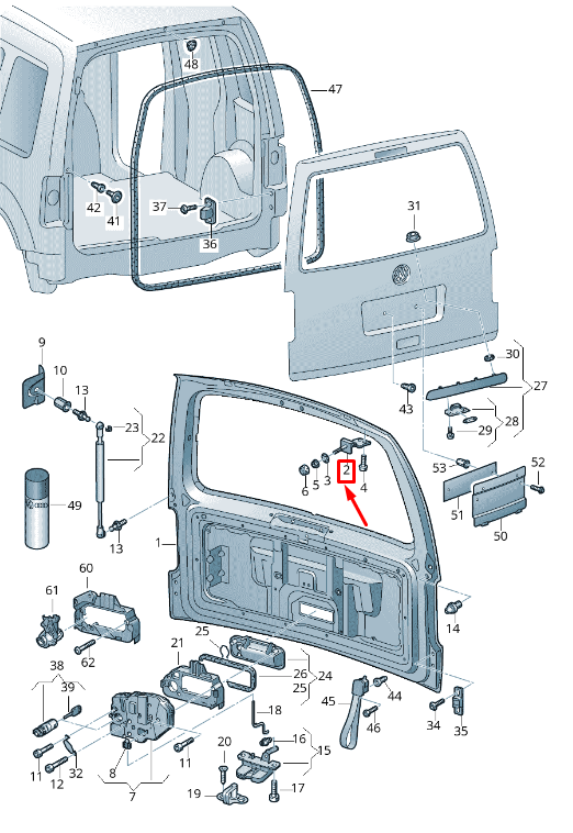 NEW VW CADDY IV SA MK6 REAR TAILGATE HINGE 2K0827301D ORIGINAL