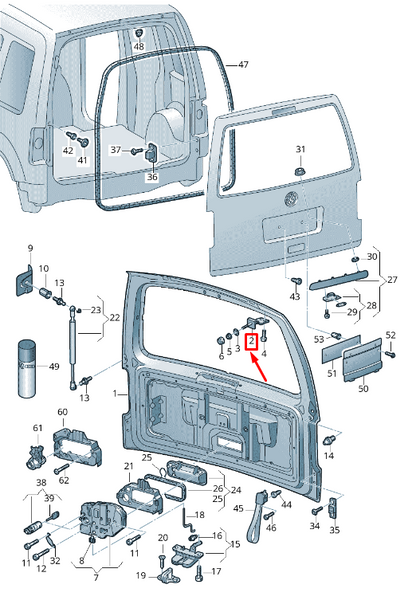 NEW VW CADDY IV SA MK6 REAR TAILGATE HINGE 2K0827301D ORIGINAL