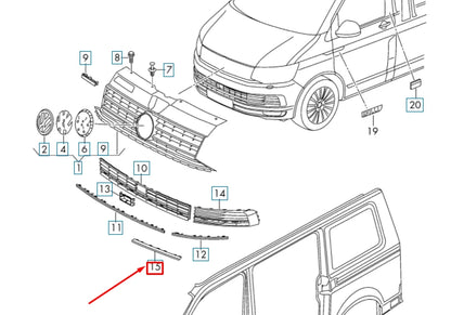 NEW VW TRANSPORTER T6 RADIATOR GRILLE LEFT TRIM STRIP 7E58531012ZZ