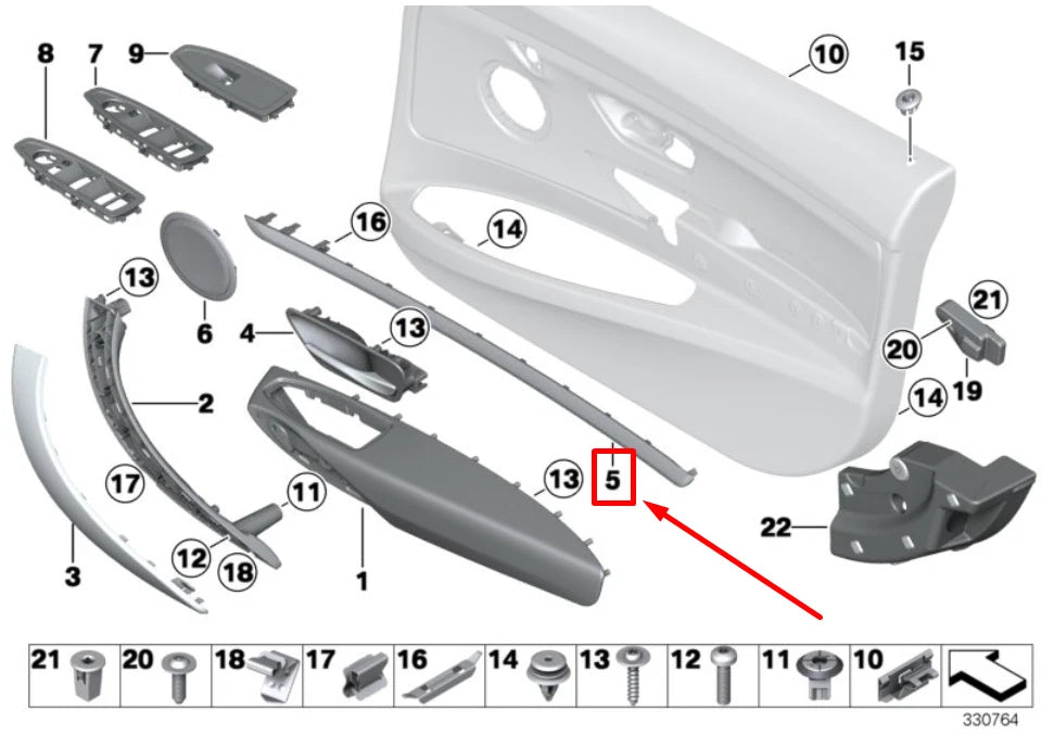 NEW BMW 3 F34 FRONT LEFT DOOR ACCENT MOLDING 7315331 51417315331 ORIGINAL