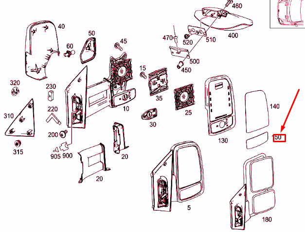 NEW MB SPRINTER 906 FRONT RIGHT DOOR MIRROR BOTTOM GLASS A0028112033 ORIGINAL