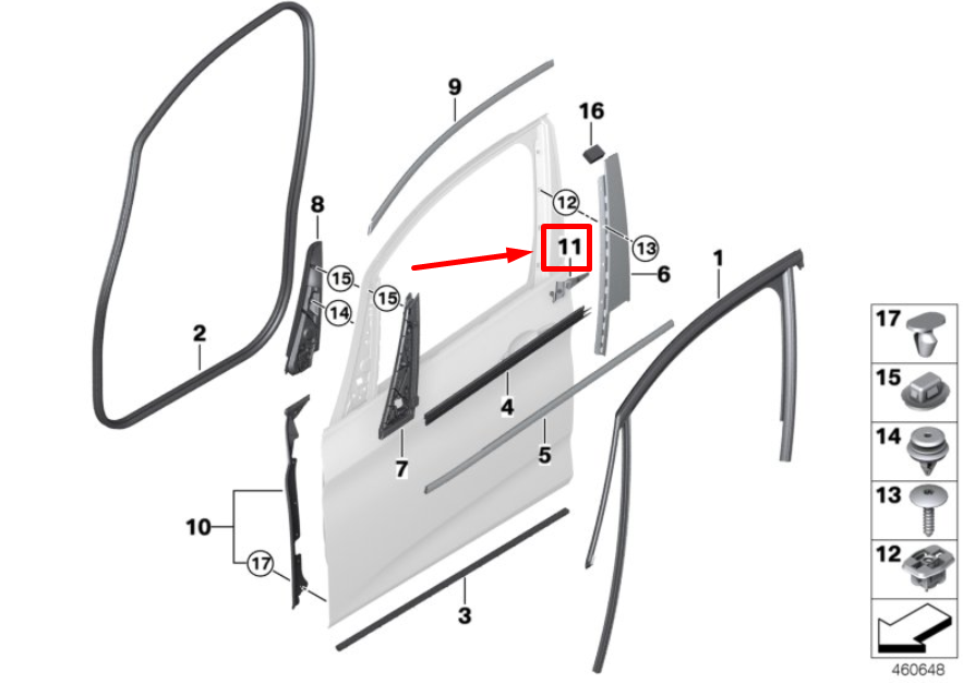 new bmw 2 f45 front left door b-pillar trim seal 51337298829 7298829 original
