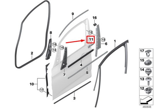 new bmw 2 f45 front left door b-pillar trim seal 51337298829 7298829 original