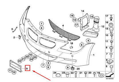 NEW BMW 6 CABRIO E64 LICENCE PLATE BASE 51138043224 8043224 ORIGINAL