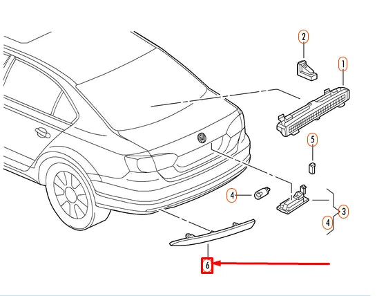 NEW VOLKSWAGEN JETTA MK6 REAR LEFT REFLECTOR 5C6945105A