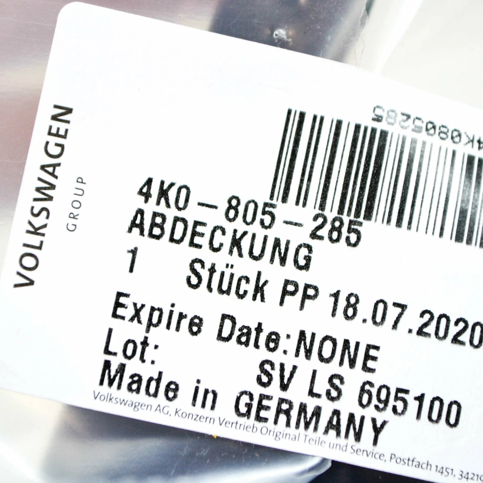 NEW AUDI A6 C8 AVANT FRONT BONNET HOOD LEFT LOCK COVER 4K0805285 ORIGINAL