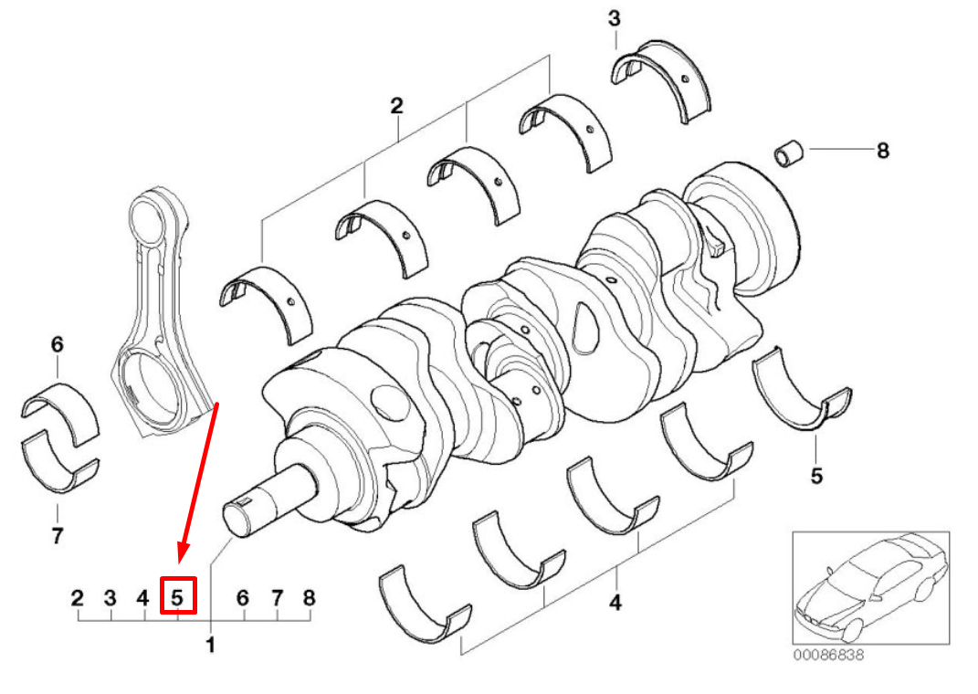 new bmw 3 cabrio e93 engine crankshaft main bearing 7841605 11217841605 original