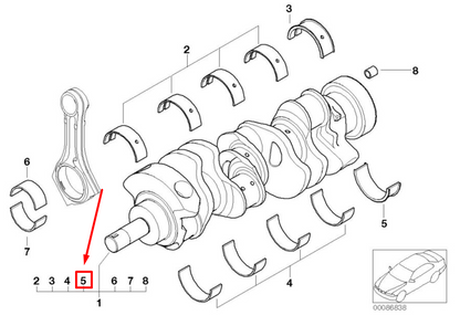 new bmw 3 cabrio e93 engine crankshaft main bearing 7841605 11217841605 original