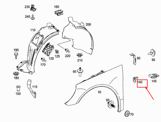 new mercedes-benz r w251 inner front fender bracket a2518810014 original
