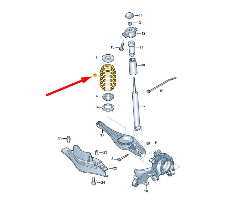 NEW VOLKSWAGEN GOLF MK7 REAR COIL SPRING 3Q0511115AL
