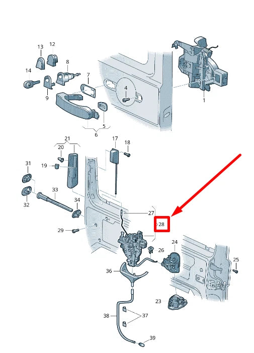 NEW VW TRANSPORTER T6 RIGHT SLIDING DOOR LOCK MECHANISM 7E0843654CD ORIGINAL