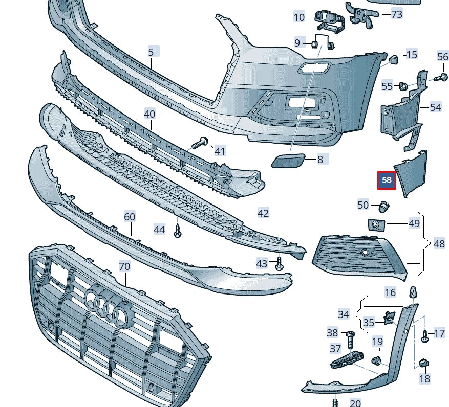 NEW AUDI A6 C8 FRONT RIGHT AIR GUIDE 4K0121764H