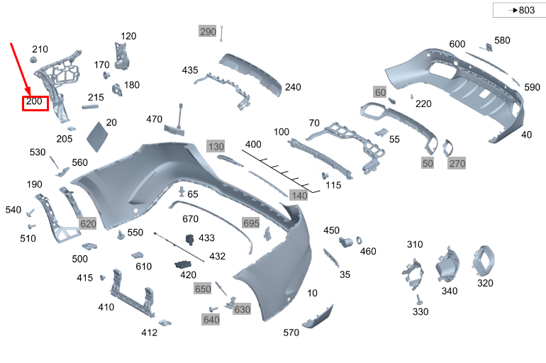 new mercedes-benz gls x167 rear right bumper side bracket a1678801201 original