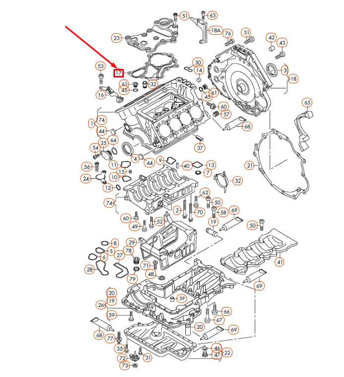 NEW AUDI A6 C6 VALLEY PAN GASKET 079103161J ORIGINAL