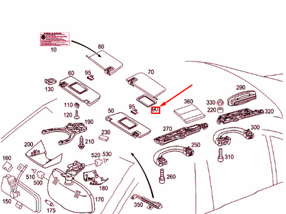 NEW MERCEDES-BENZ E W211 RIGHT SUN VISOR MIRROR A21181100108J12 ORIGINAL
