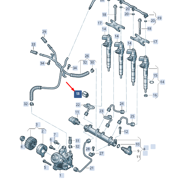 new skoda superb mk3 fuel line vibration damper 03l130118 original