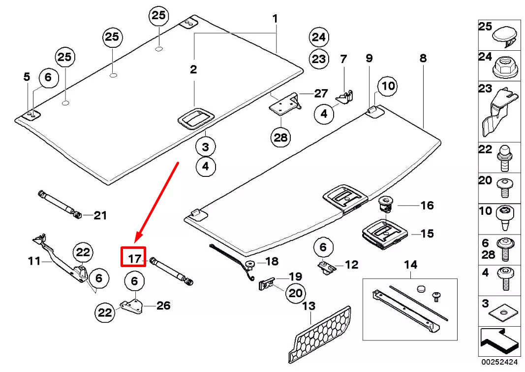 NEW BMW 5 TOURING E61 REAR FLOR CARPET GAS SPRING 9139349 51479139349 ORIGINAL