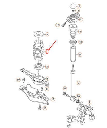 NEW VOLKSWAGEN BEETLE A5 REAR COIL SPRING 1K0511115BS ORIGINAL