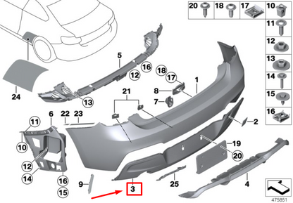 new bmw 2 coupe f22 rear bumper insert 51128055572 8055572 original
