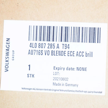 NEW AUDI Q7 4L FRONT BUMPER NUMBER PLATE HOLDER 4L0807285AT94 2012 ORIGINAL