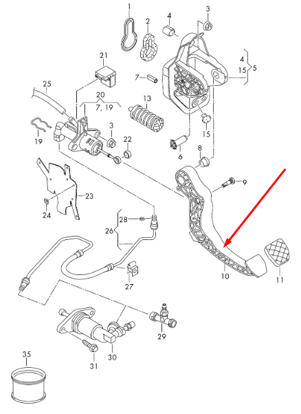 new volkswagen polo 6r 6c clutch pedal rhd 6r2721321 original