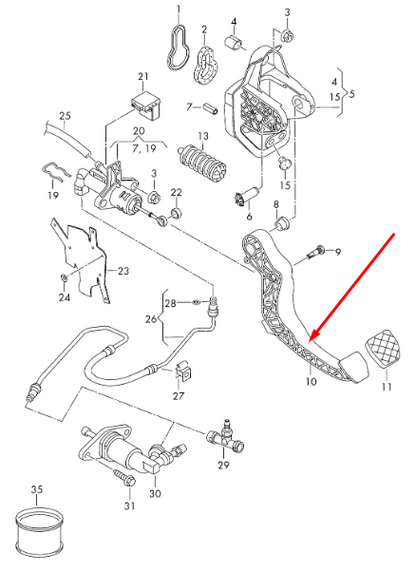 new volkswagen polo 6r 6c clutch pedal rhd 6r2721321 original