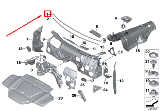 new bmw x3 g01, f97 windscreen sound insulation 9493821 51489493821 original