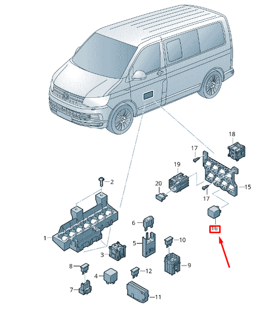 new vw transporter vi t6 horn relay 191927841 original