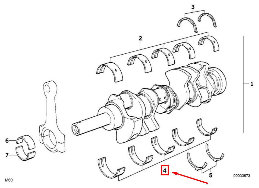 new bmw z8 roadster e52 crankshaft bearing shell 1725908 11211725908 original
