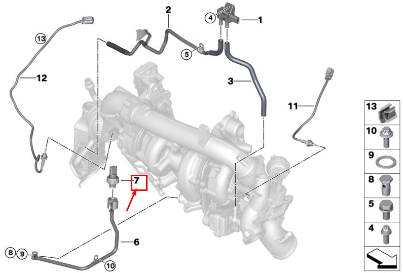 new bmw x5 g05 m50dx exhaust pressure sensor 13628573974 original