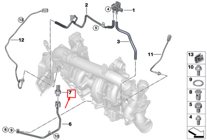 new bmw x5 g05 m50dx exhaust pressure sensor 13628573974 original