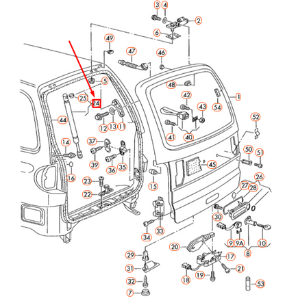 new volkswagen sharan 7m rear lid gas filled strut 7m0827550g original