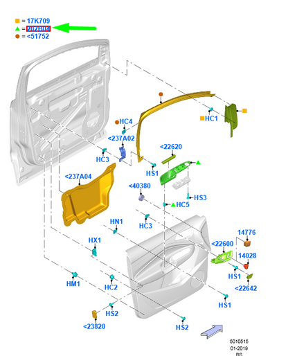new ford kuga mk2 c520 front left door switch opening cover lhd 2054391 original