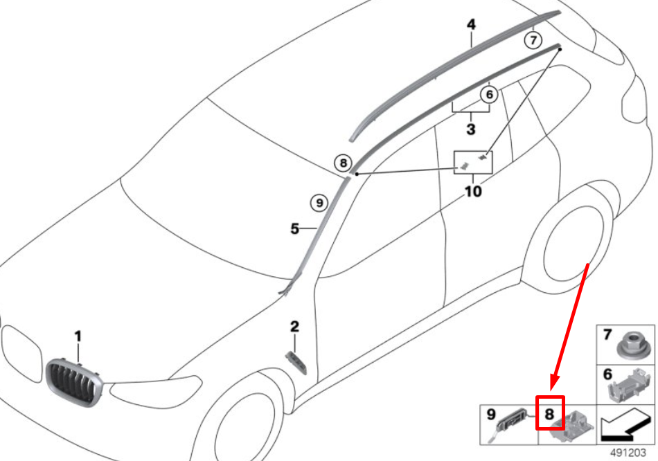 new bmw x4 g02, f98 roof rail clip 51137478600 7478600 original