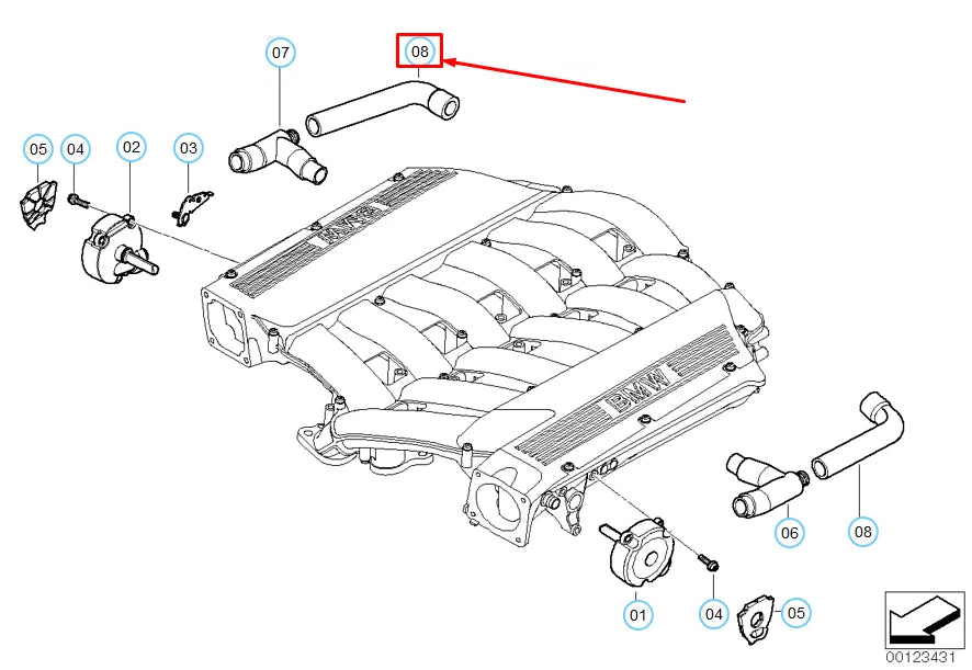 NEW BMW 7 E65 CRANKCASE VENT HOSE 11157514817 7514817 ORIGINAL