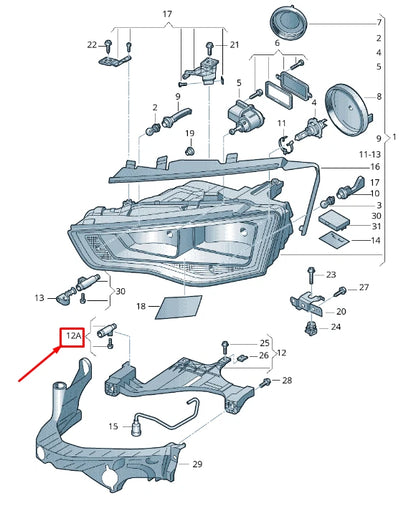 NEW AUDI A5 8T HEADLIGHT COUPLING ELEMENT 8T0941741 ORIGINAL