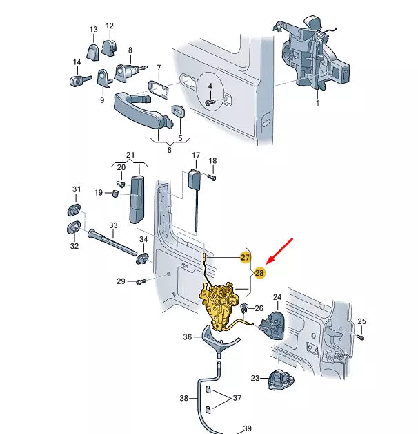 NEW VW TRANSPORTER T6 LEFT SLIDING DOOR REMOTE CONTROL LOCK 7E0843653BM