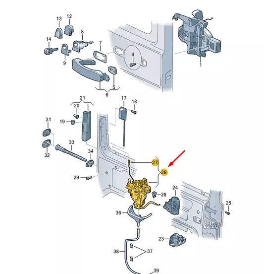 NEW VW TRANSPORTER T6 LEFT SLIDING DOOR REMOTE CONTROL LOCK 7E0843653BM