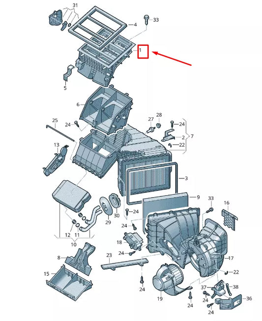 NEW VW TRANSPORTER VI T6 AIR DISTRIBUTION HOUSING 7E5819351