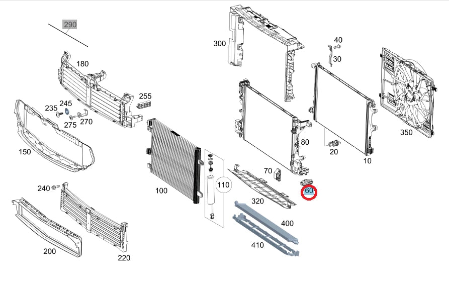 NEW MERCEDES-BENZ GLA H247 RADIATOR LEFT ELASTOMER BEARING A247504030064