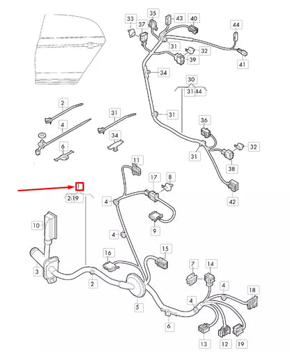 NEW VOLKSWAGEN ARTEON 3H7 REAR RIGHT DOOR WIRING HARNESS 3G8971694H