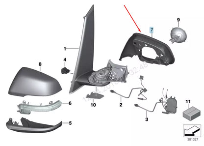 NEW BMW 2 F45 FRONT LEFT WING MIROR FRAME 51167391897 7391897 2015 ORIGINAL