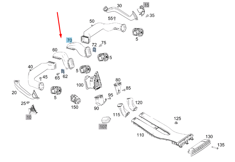 NEW MERCEDES-BENZ VITO W447 FRONT CENTRAL RIGHT AIR DUCT A4478313445 ORIGINAL
