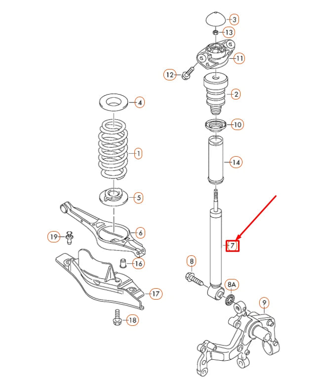 NEW VOLKSWAGEN GOLF MK5 REAR GAS SHOCK ABSORBER 1K0513029FA ORIGINAL